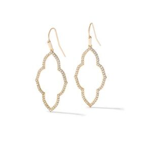 Kendra Scott Abbie Gold Small Open Frame Earrings in White Crystal
